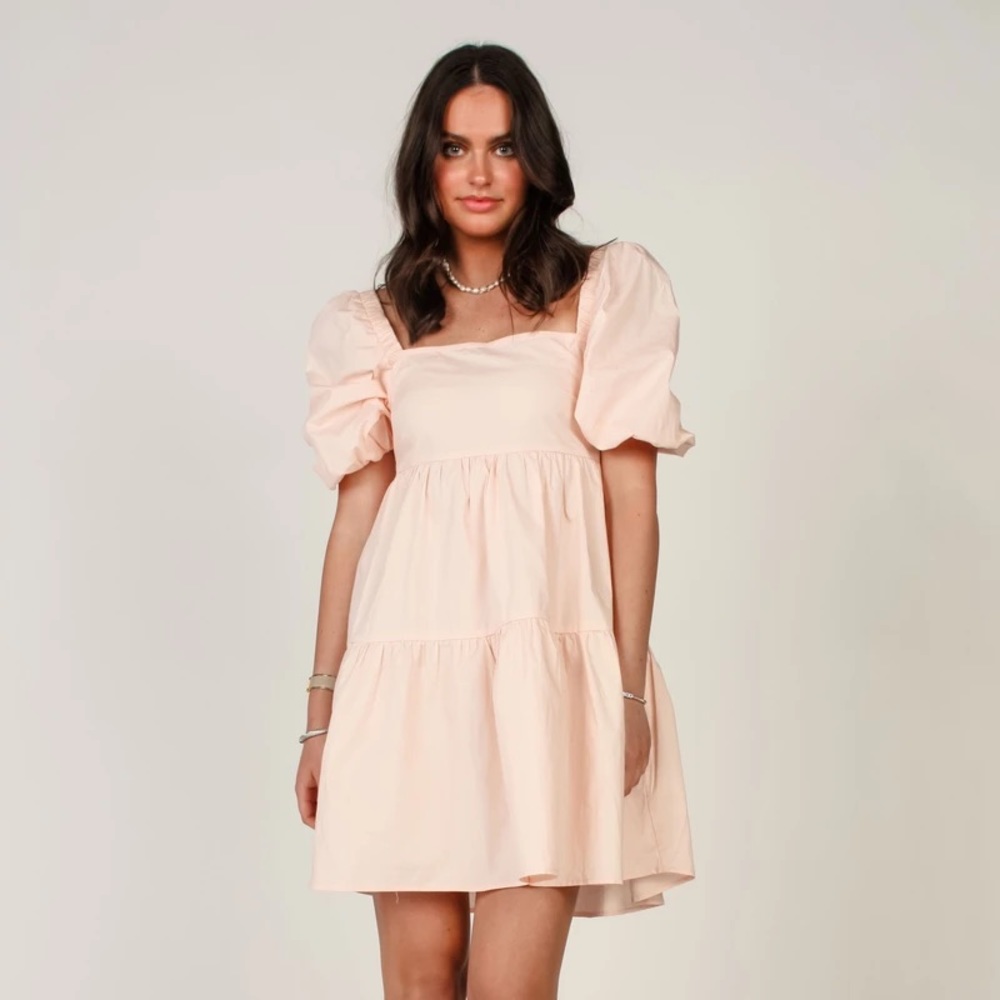 MinkPink Issy Babydoll Dress in Pale Pink
